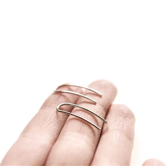 ⚜️[𝟯/$𝟭𝟴]⚜️Silver Long Bar Climber Earrings NEW - Picture 6 of 11